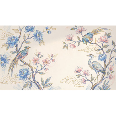 Chinoiserie Wallpaper Floral Branches Removable Blue Blossoms Wall Decor