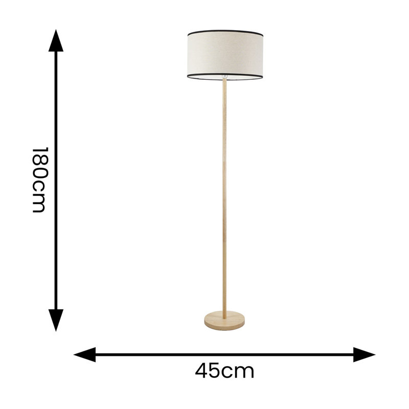 Roseli 180cm Traditional Floor Lamp, Natural, Yes, Natural/Black