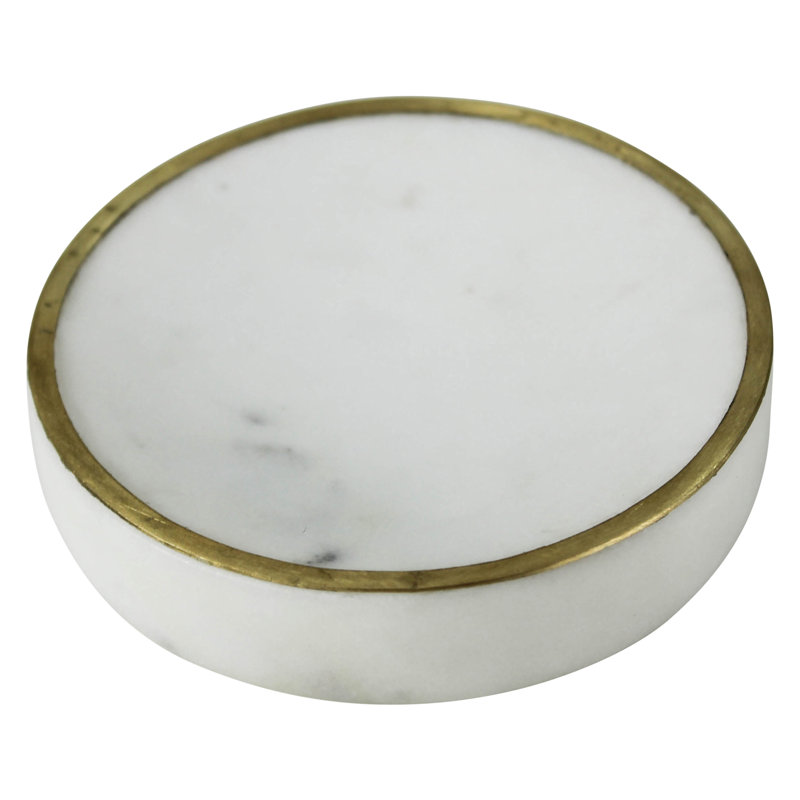Harvi Brass Rim Marble Soap Dish
