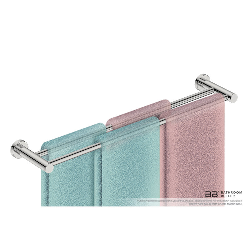 Double Towel Bar, Polished Stainless Steel