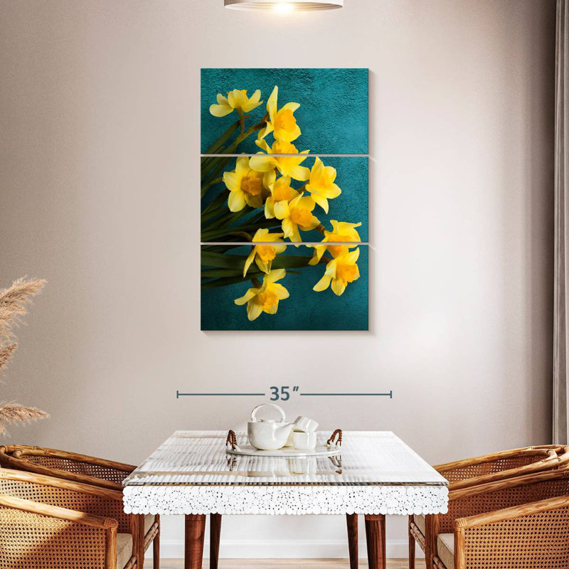 Harnek Daffodils On Teal, 45" H x 28" W