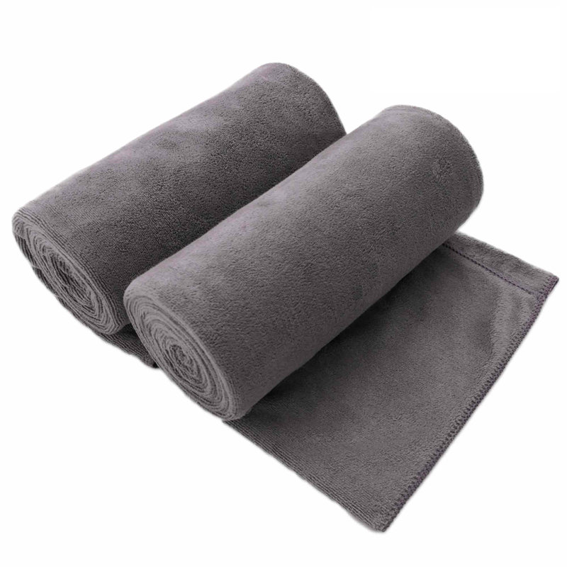 Ensemble de 2 serviettes de bain en microfibre, gris