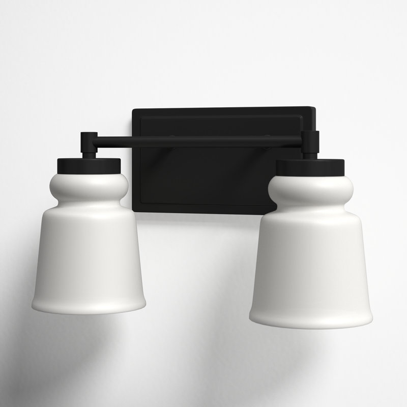 Gulliver 2 Light Milk Dimmable Vanity Light, Matte Black
