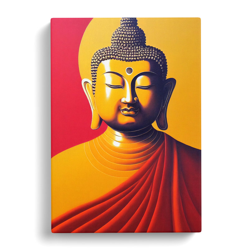 CAN-V0523-310X Buddha Painting Mandala - Wrapped Canvas Print, 50cm H x 35cm W
