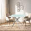 Table de salle à manger carrée pour petites cuisines, plateau en verre trempé givré avec pieds classiques en acier inoxydable argenté, 35,5 po, sièges 4