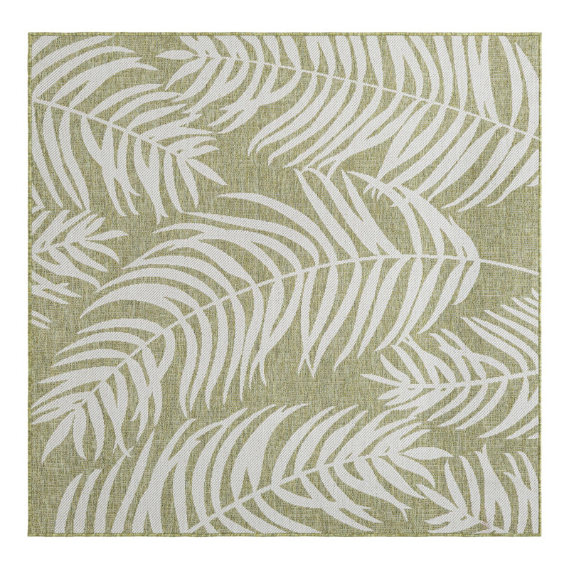 Amanda Floral Green/Ivory Indoor / Outdoor Area Rug, Square 6'1"
