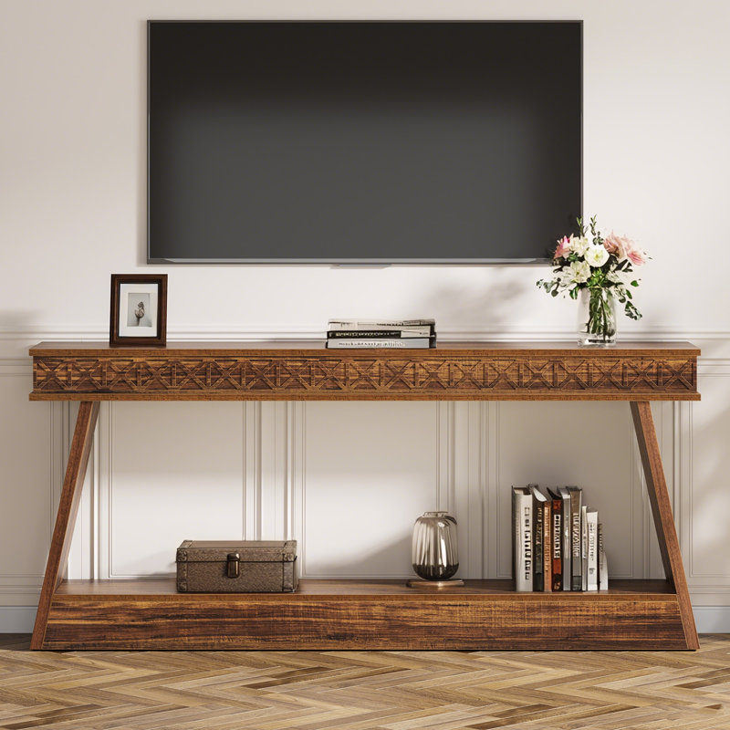 70.87" Sofa Table, Farmhouse Console Table Entryway Table with Storage, Dark Brown