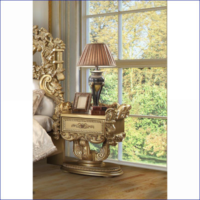 Modern Gold 1-Drawer Bedroom Nightstand
