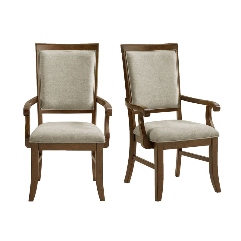 Gordonville Dining Arm Chair with Grey Fabric in Cherry (2 Per Carton)