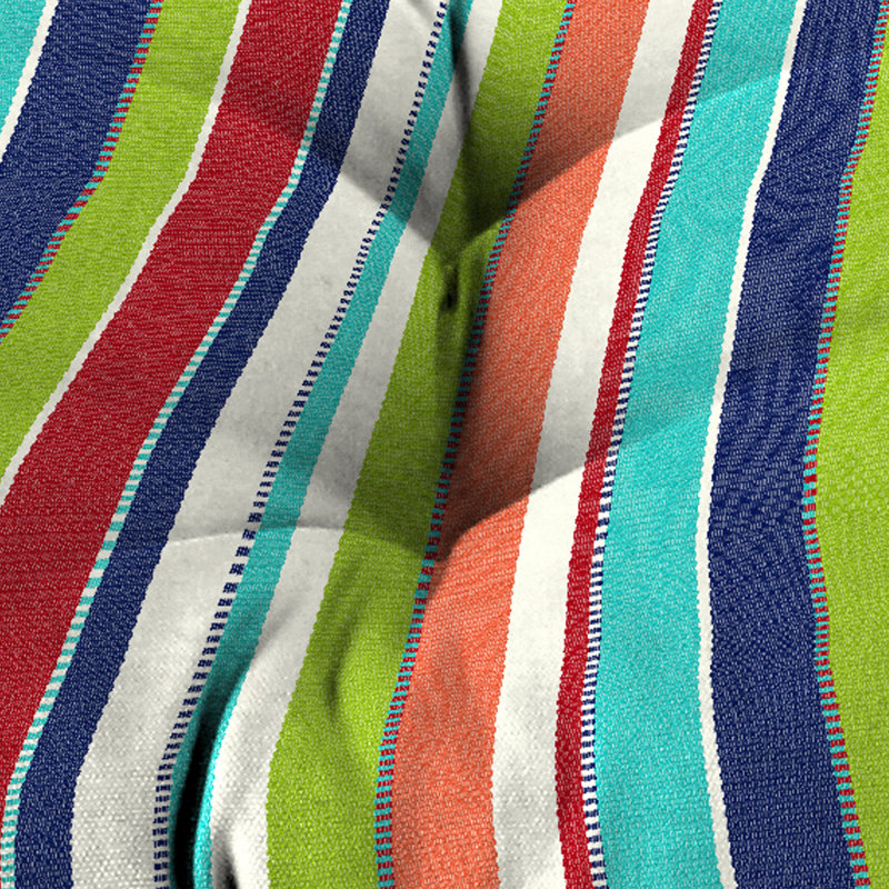 Sunbrella 44" x 18" Contoured Outdoor Wicker Bench Cushion, Carousel Confetti