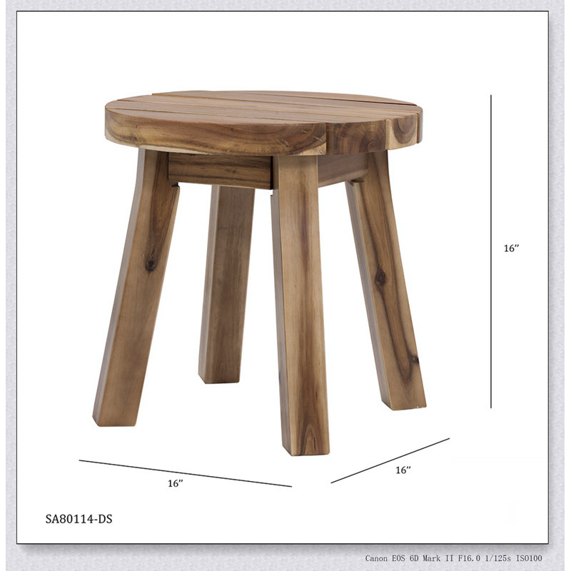 Table d'appoint ronde P16 x 16 po, fabriquée en 100% acacia massif Conception pratique et moderne, matériaux de haute qualité, centre de salon