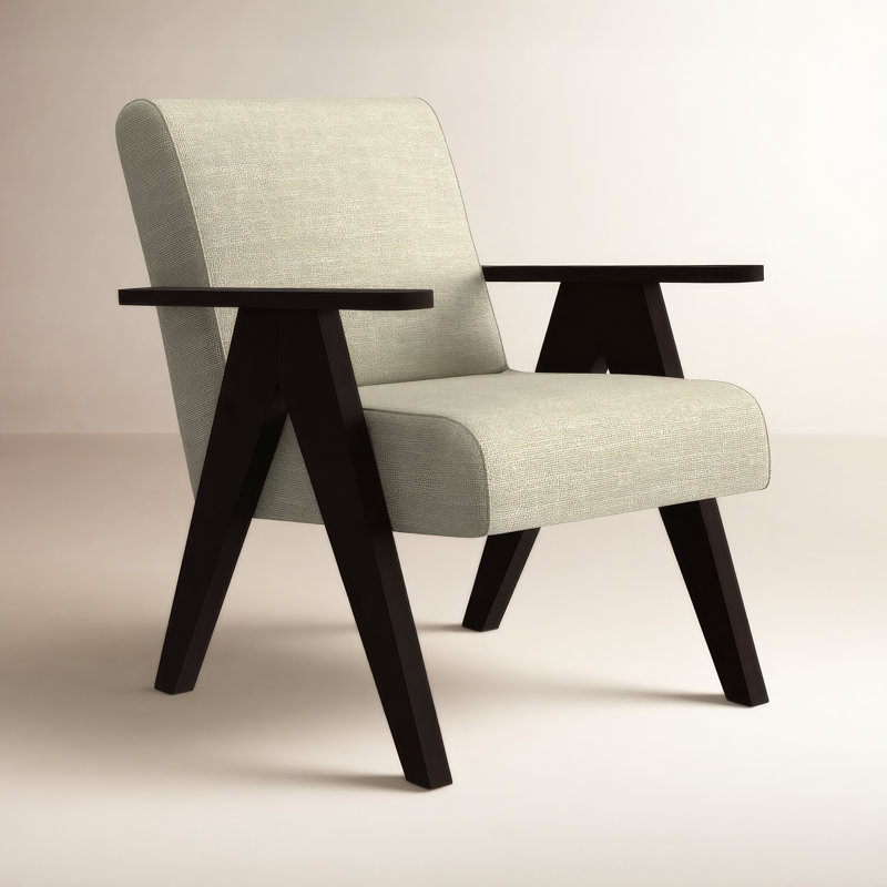 Accent Chair, Ivory, Espresso