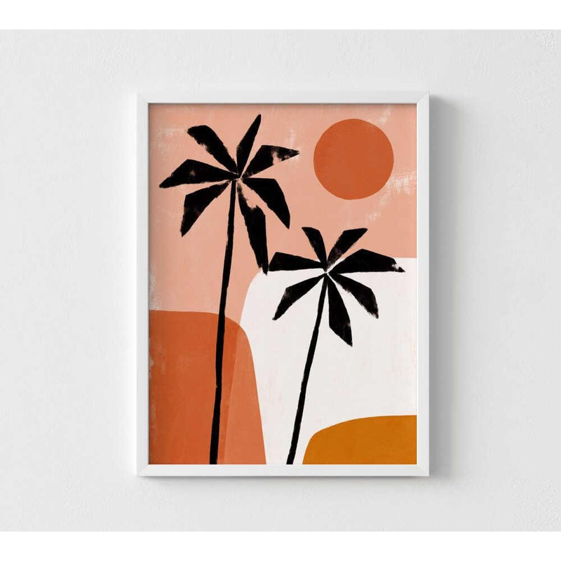 Impression de palmier tropical - prêt à accrocher avec options de cadre, H 42 po x l 56 po, Blanc