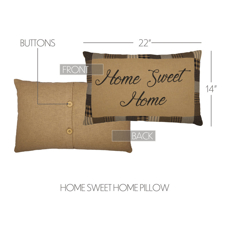 Natural Tan Burlap Embroidered Rectangular Pillow 14x22