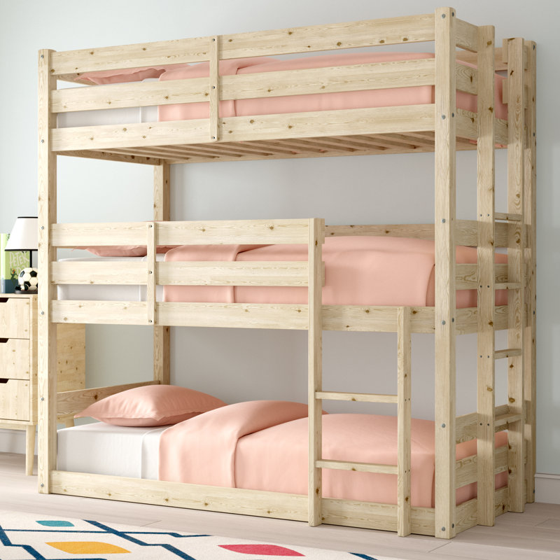 Derby Triple Sleeper Solid Pine Bunk Bed, Small Single (2'6)