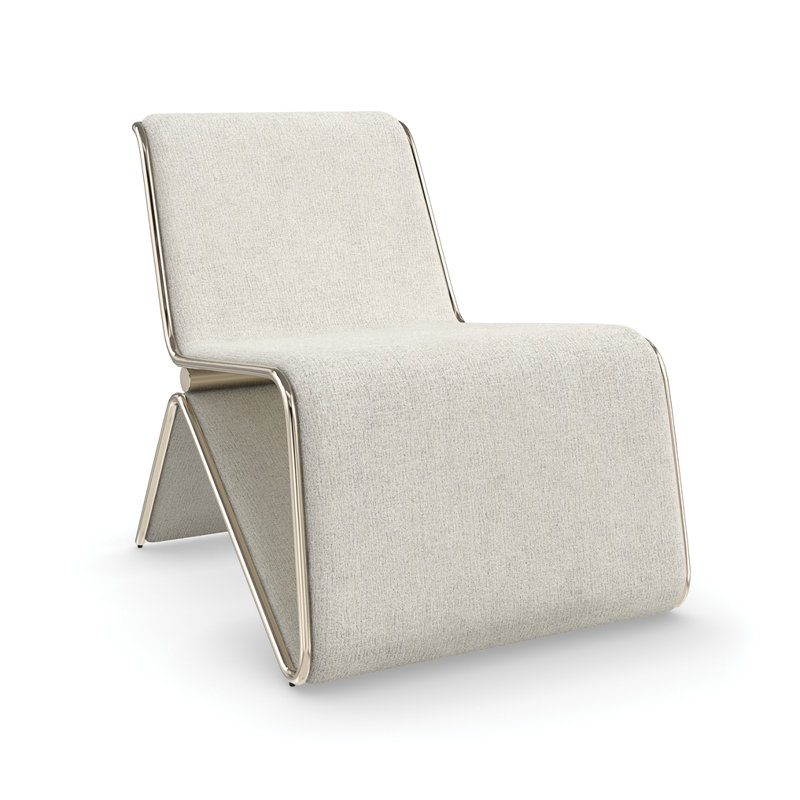 Beige Metal Contemporary Accent Chair with Tubular Frame