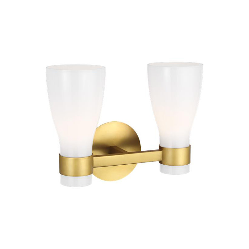 Moritz Vanity Light, White, Burnished Brass, 2
