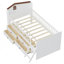 Cadre de lit simple avec rangement 4 tiroirs, cadre de lit, lit plateforme simple avec tête de lit garde-corps et échelle-1377170172