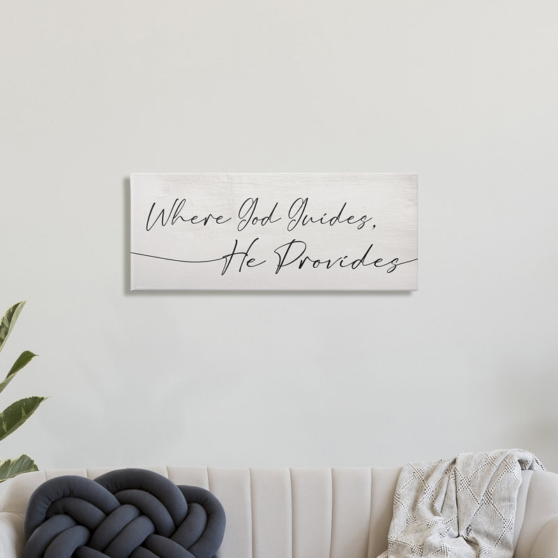 Où Dieu guide, il fournit un doux proverbe spirituel, H 13 po x l 30 po, Giclée encadrée blanc bord de mer