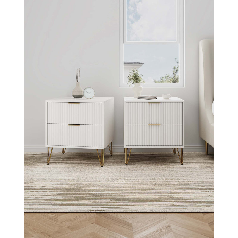 Gafita 20.07'' W Nightstand, White, Set of 2