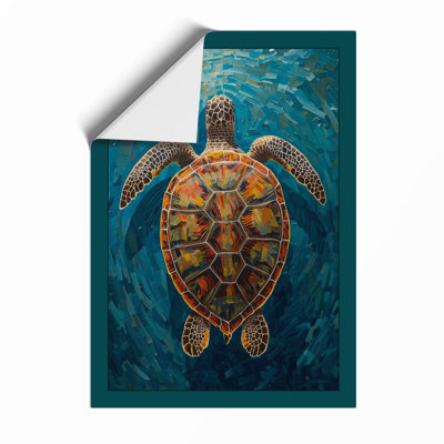 Turtle in Open Water Coastal - Framed Print