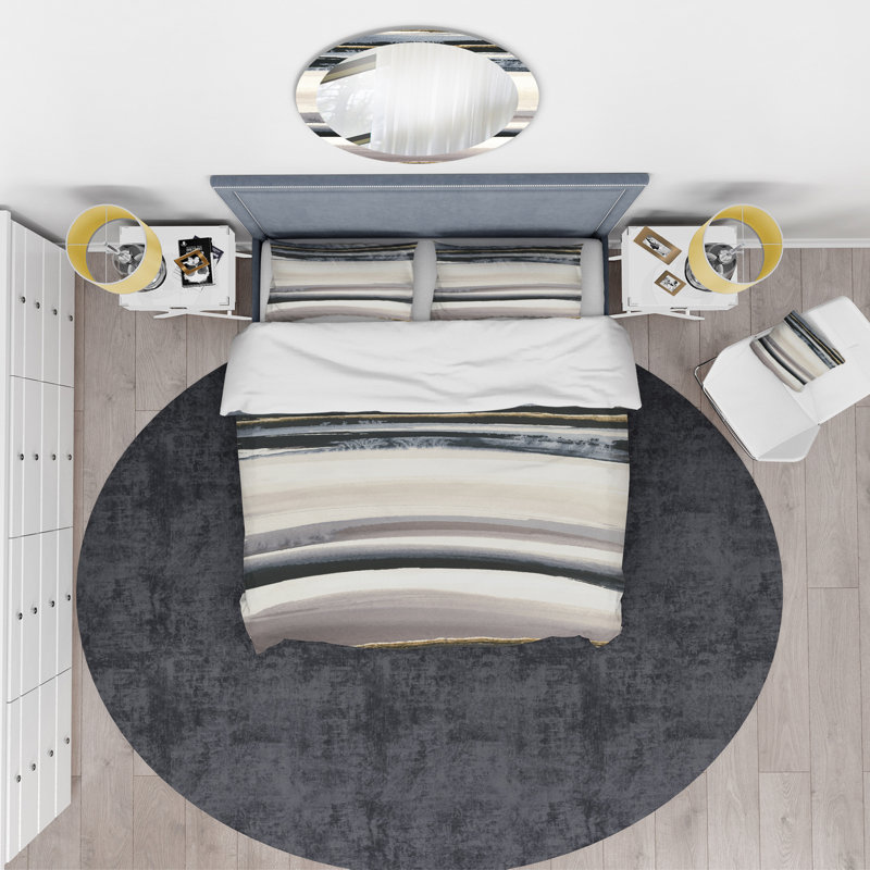 Gold Watercolor Amethyst II - Ensemble de housse de couette moderne et contemporain - Microfibre de polyester