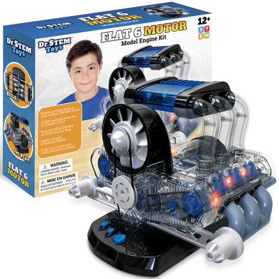 Dr. STEM: Flat 6 Motor - Kit de construction de moteur de modèle 320pc, effets lumineux et sonores à DEL, action réaliste, pistons de mouvement et ventilateurs de refroidissement, enfants de 12 ans et plus