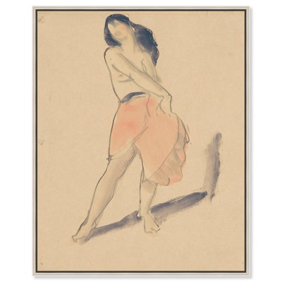 Dancer in a Red Skirt Canvas Vintage Figurative by