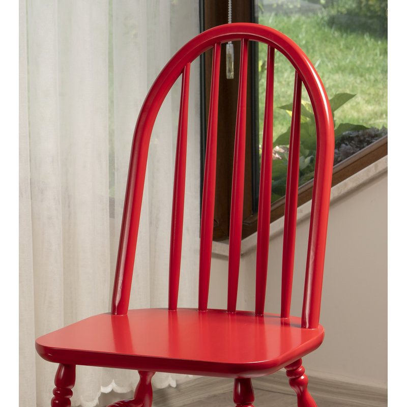Chaise d'appoint en bois massif Demetiral, Rouge