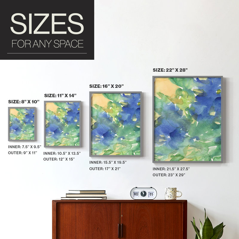 Fanciful Flora I Framed Print - Solid Wood, Gray, 15" H x 12" W