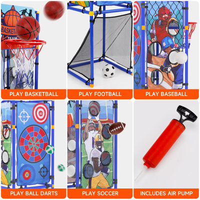 Ensemble de jeu multi-lancer 5-en-1 - Football, baseball, basketball, rugby et ballon volant