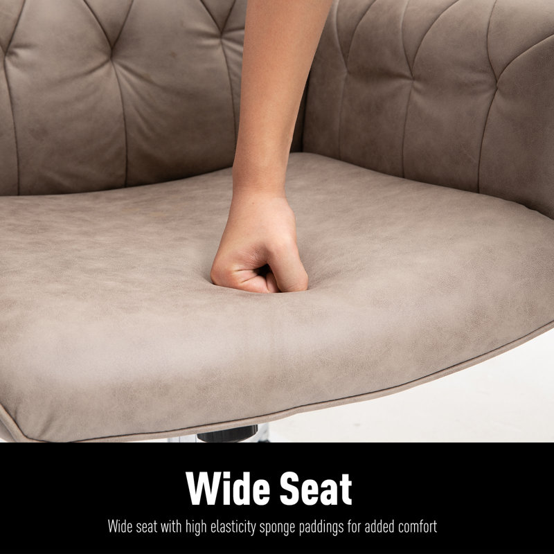 Light Grey Leather Swivel Task Chair with Chrome Base