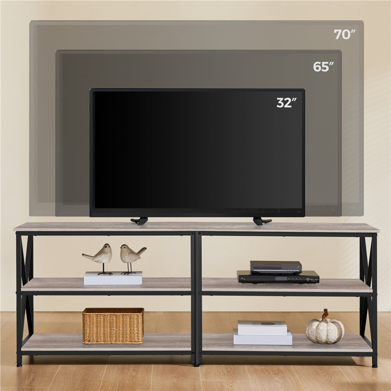 Amanita TV Stand, 3-Tier TV Console Table, 60.5cm H x 160cm W x 40cm D, Grey