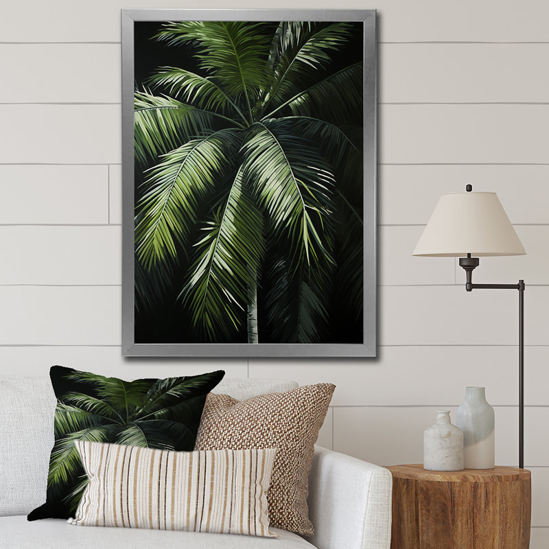 «Albali Green Minimalims Palm Trees» sur toile, H 20 po x l 12 po x P 1 po, Cadre photo argenté