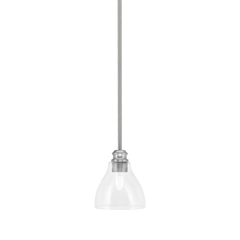 Mini-luminaire suspendu sur pied avec verre à bulles 6,25 po Edge, Nickel brossé