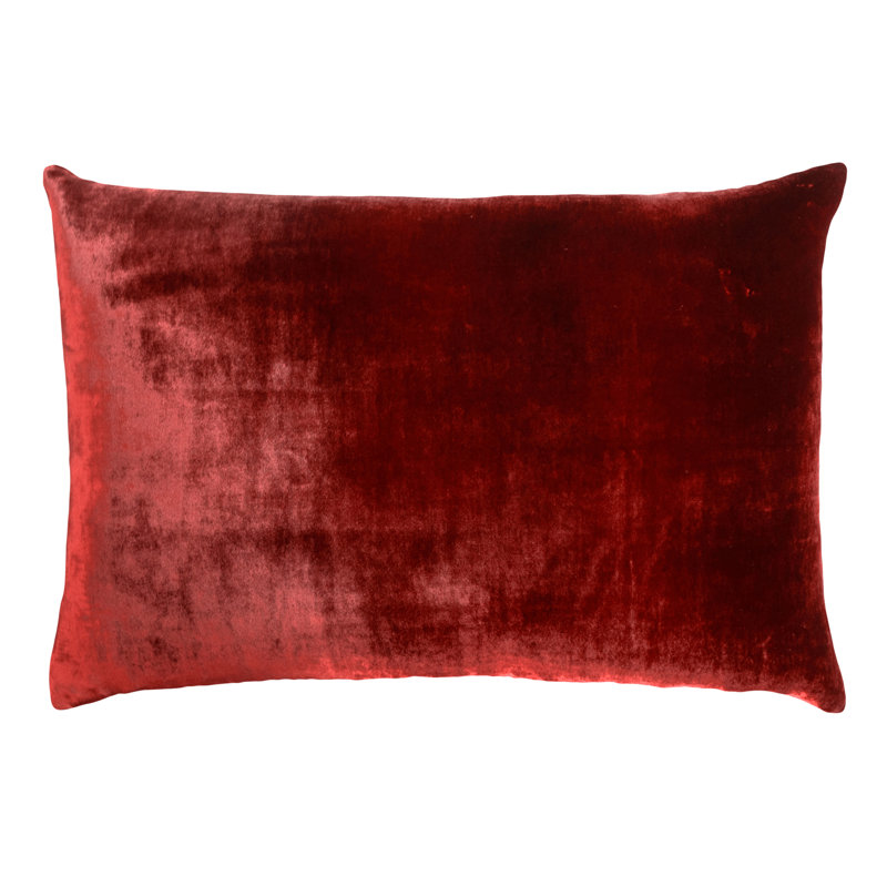 Ombre Square Velvet Pillow Cover & Insert, Paprika, Rectangle 14"H x 20"W