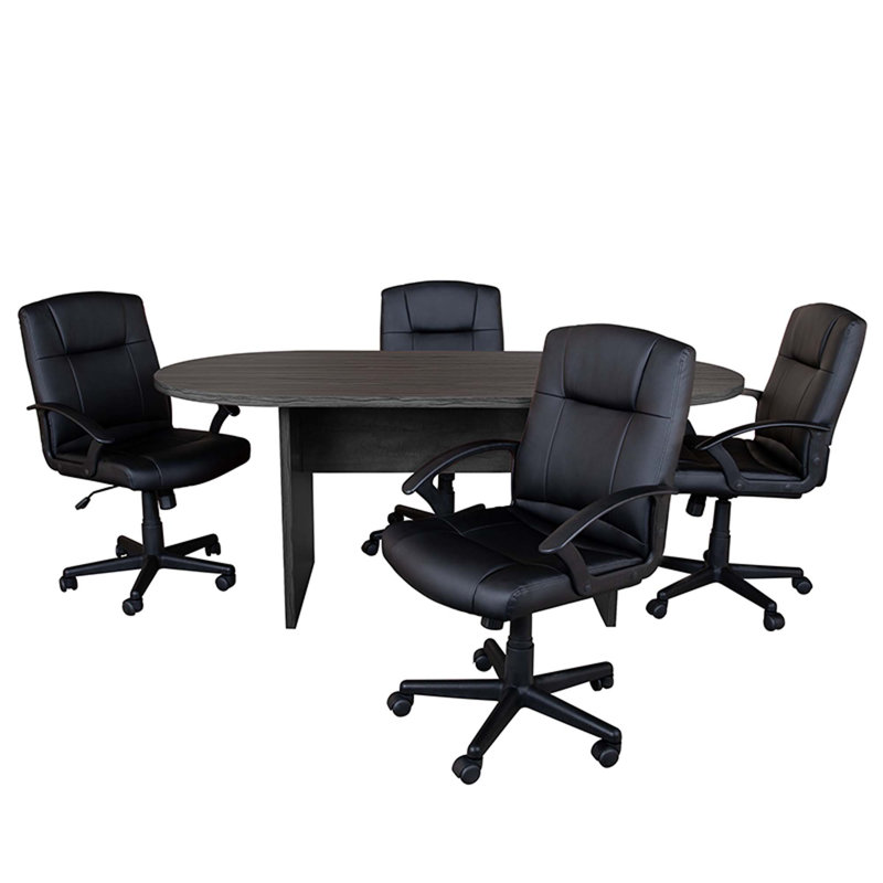 Ensemble de table de réunion et chaises Yandi Racetrack, Gris rustique
