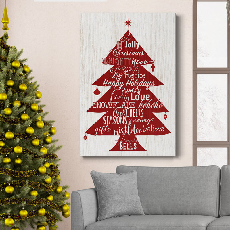 Holly Jolly Christmas Tree - impression sur toile tendue, H 48 po x l 32 po x P 1 po