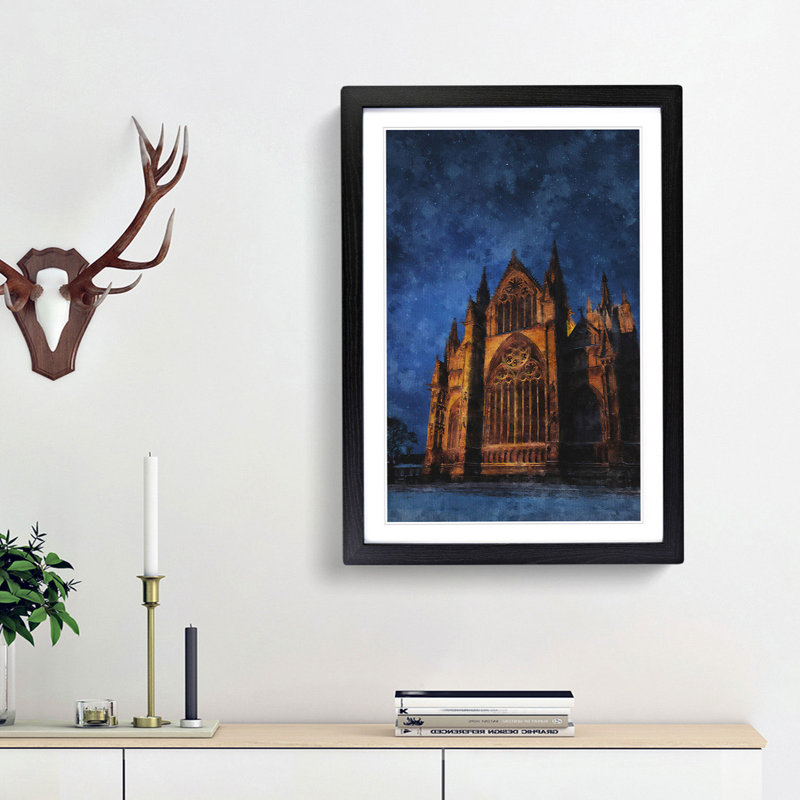 Lincoln Cathedral in England - Framed Print, 33cm H x 24cm W x 2cm D, Black Framed