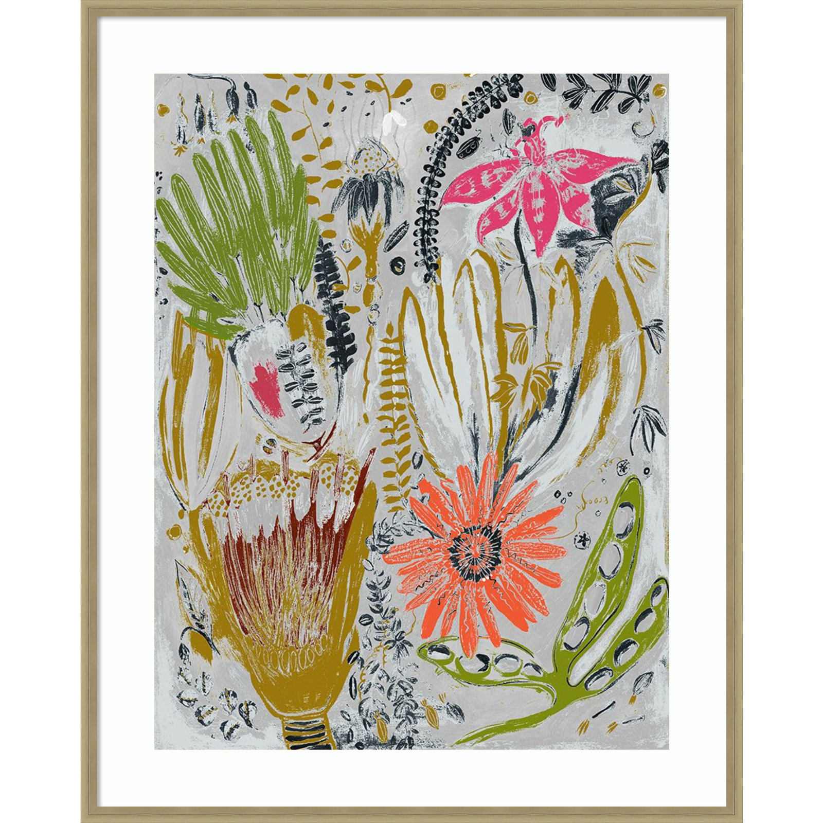 Tropical Blooms by Maya Woods, Brown, 33" W x 41" H