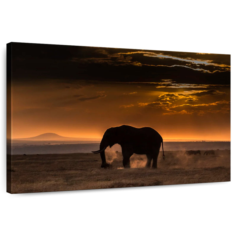 Brampt African Elephant Silhouette, 30" H x 45" W