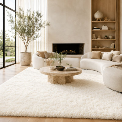 Tapis rond moelleux, tapis à poils longs pelucheux doux pour le balcon de la chambre à coucher, tapis moelleux pour la décoration intérieure, tapis décoratif antidérapant confortable.