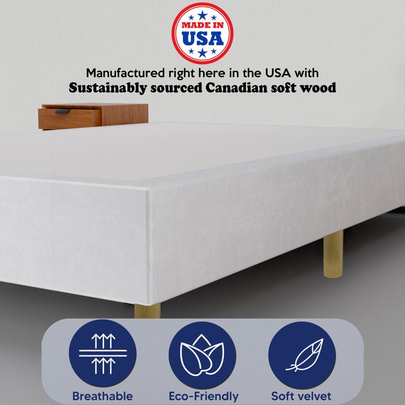 Solid Wood Standard Bed, 15" H x 48" W x 75" L, White