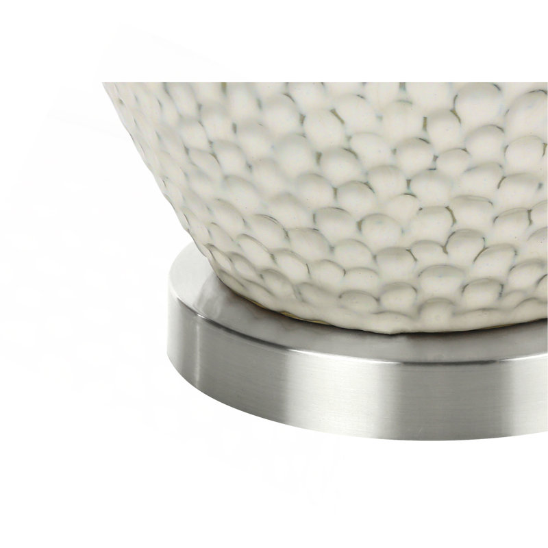 Lighting, H 28 po, lampe de table, céramique crème, abat-jour ivoire / crème, contemporain