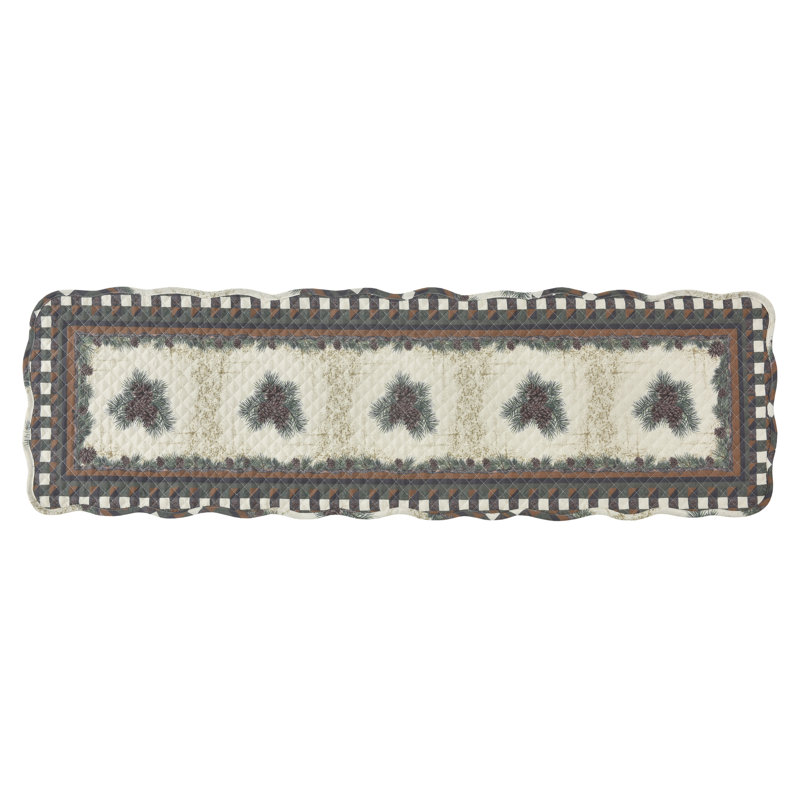 Gajate Pine Forest Checkered Plaid Pinecone Lodge Cabin Decorative Kitchen Setting Dining Table Runner