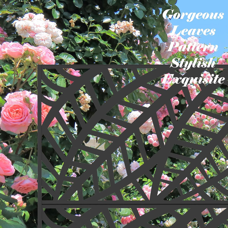 Freestanding Privacy Screen Panels - Metal Leaf Pattern For Patio Balcony Garden Rust & Water 47.31"l X 15.31"w 69.05"h Fence Indoor Outdoor