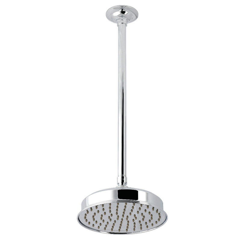 Kingston Brass Trimscape 8-Inch Round Brass Shower Head with 17-Inch Ceiling Mounted Shower Arm, Polished Chrome