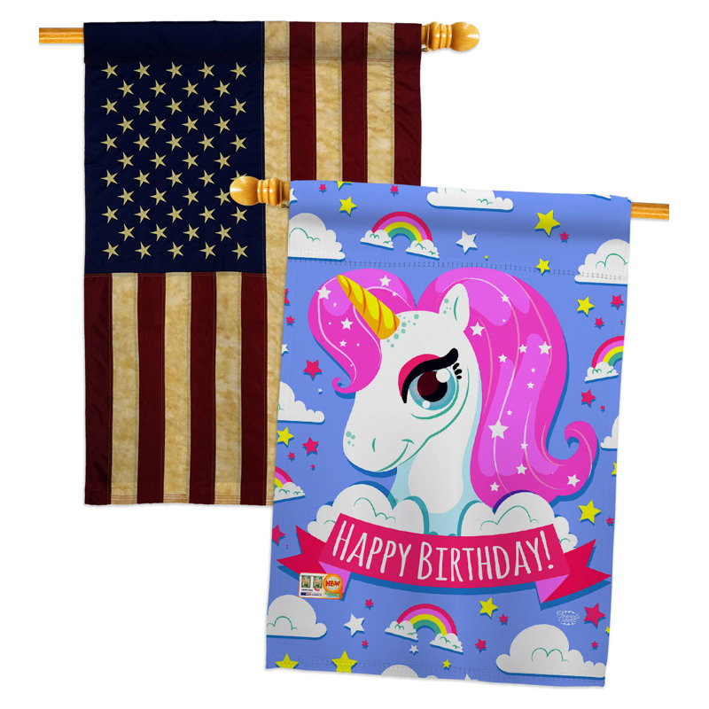 Double Sided 40'' H x 28'' W Polyester Birthday House Flag
