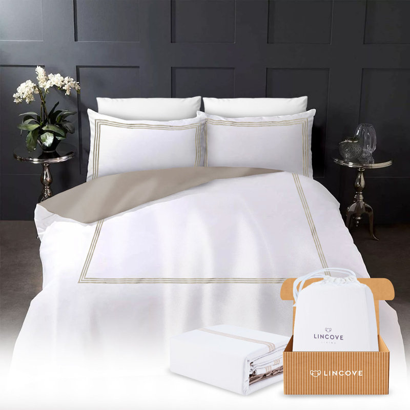 Ensemble de housse de couette de qualité supérieure Lincoln 100% satin de coton ultra doux Collection Almeria