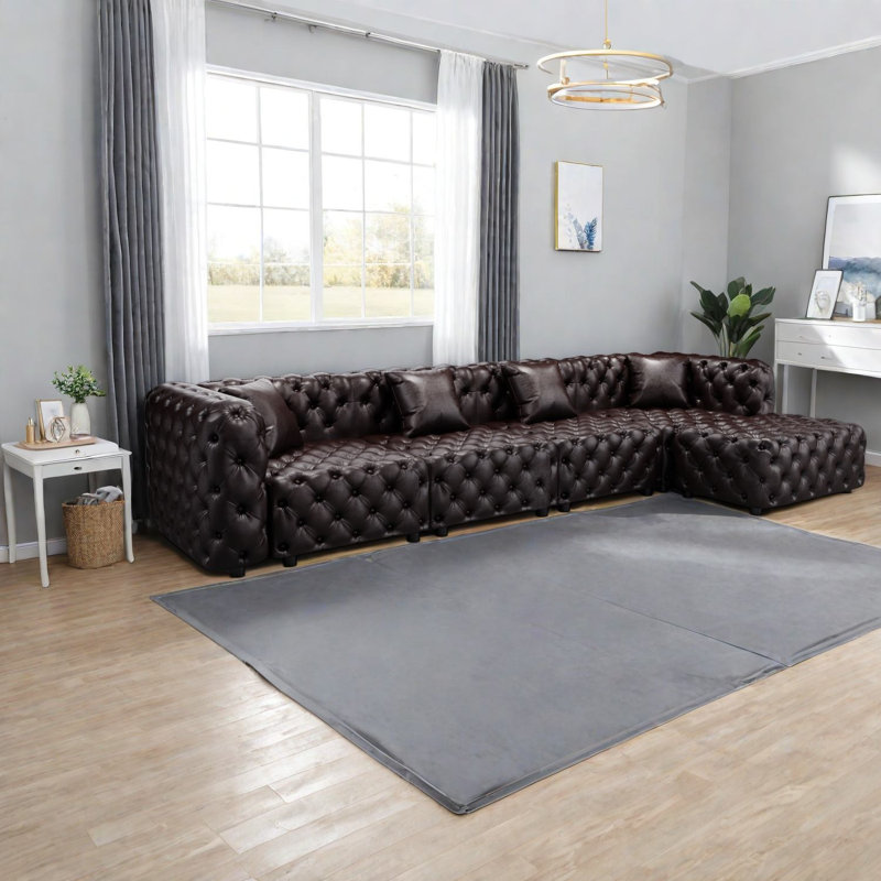 Canapés modulaires à compression, canapé moderne capitonné en similicuir pour la maison